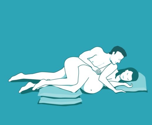 posiciones sexuales para embarazada imagenes lado
